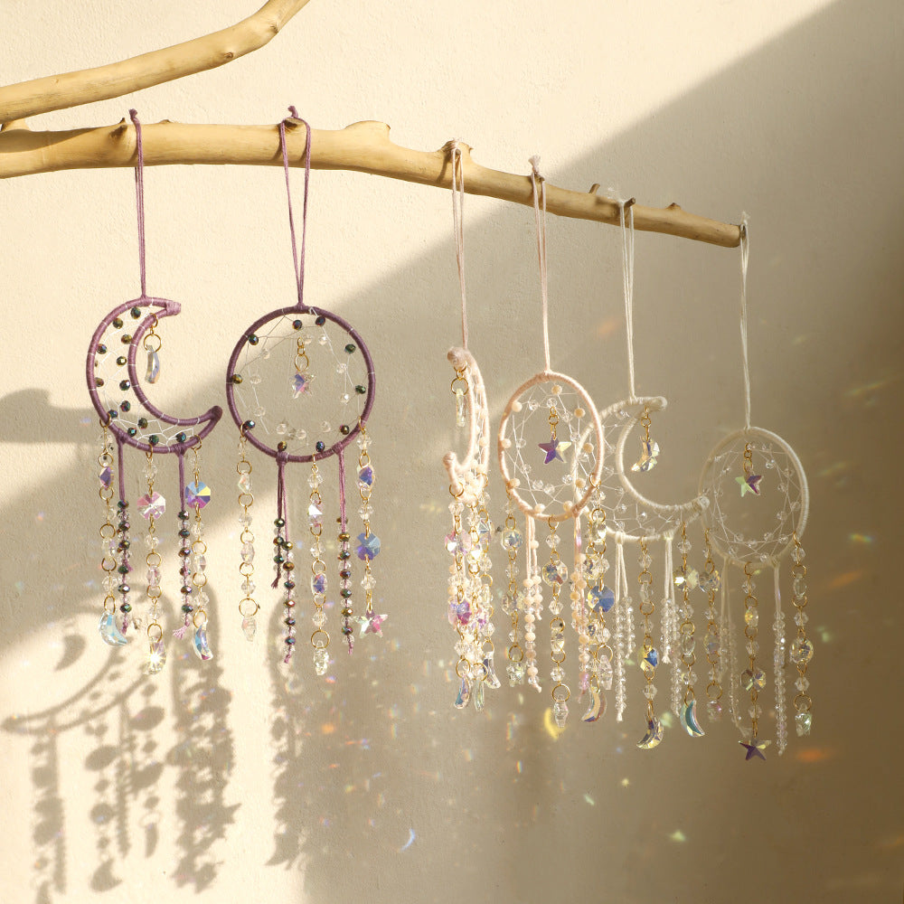 Celestial Crystal Dreamcatchers - Moon and Star Hanging Decor