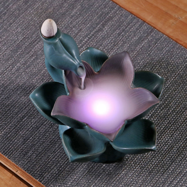 Illuminated Lotus Backflow Incense Burner for Meditation and Relaxation