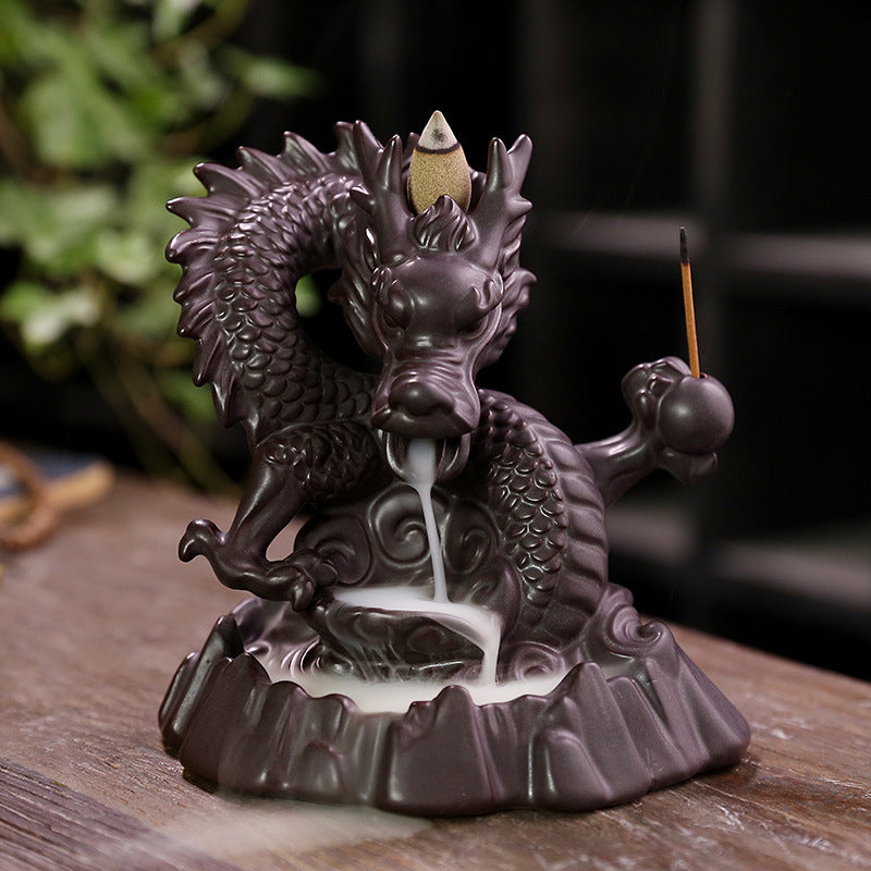 Majestic Dragon Backflow Incense Burner with LED Light - Perfect for Spiritual and Feng Shui Décor