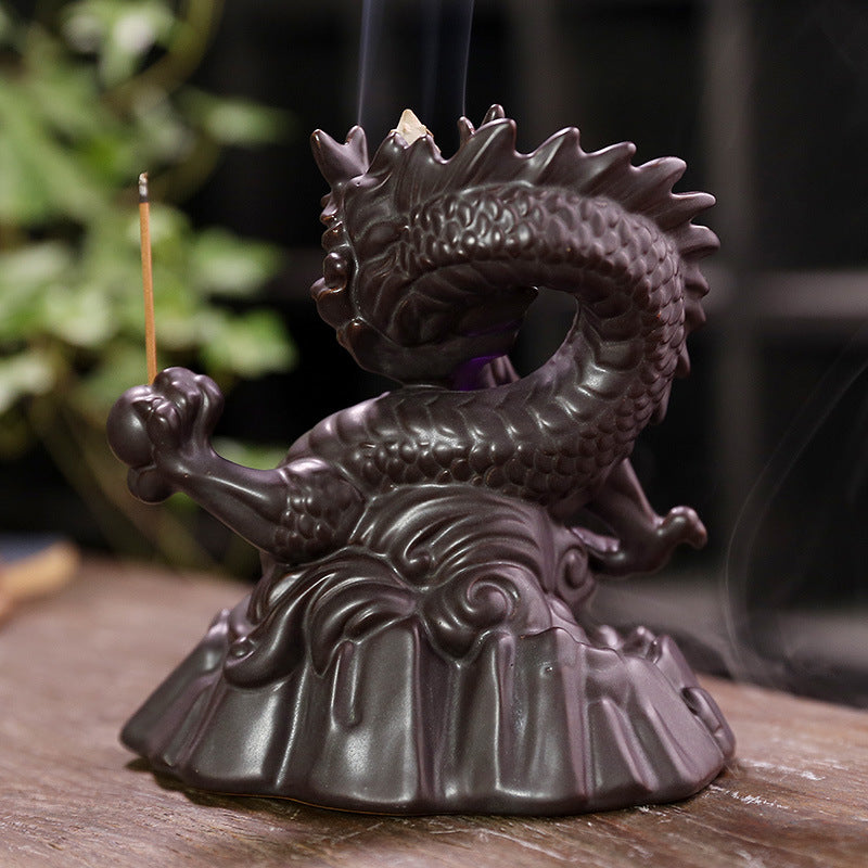 Majestic Dragon Backflow Incense Burner with LED Light - Perfect for Spiritual and Feng Shui Décor