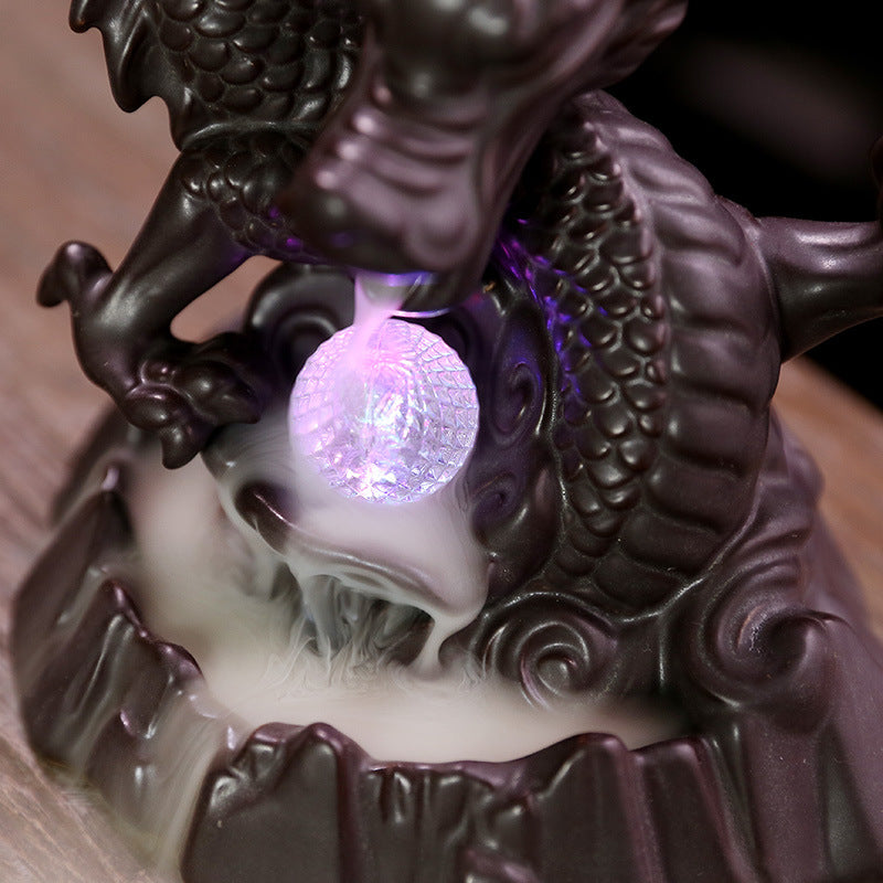 Majestic Dragon Backflow Incense Burner with LED Light - Perfect for Spiritual and Feng Shui Décor