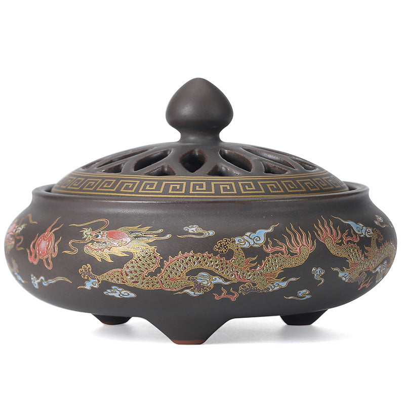 Handcrafted Lotus Flower Ceramic Incense Burner with Intricate Floral Design for Meditation and Aromatherapy