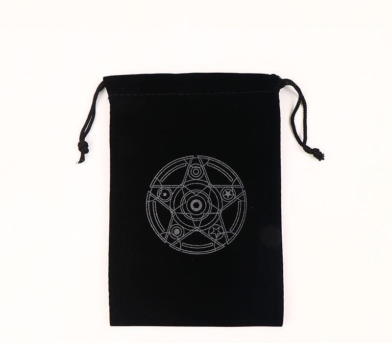 Mystic Velvet Tarot Card Pouch with Sacred Geometry Embroidery – Spiritual Drawstring Bag for Tarot Decks, Runes, and Crystals