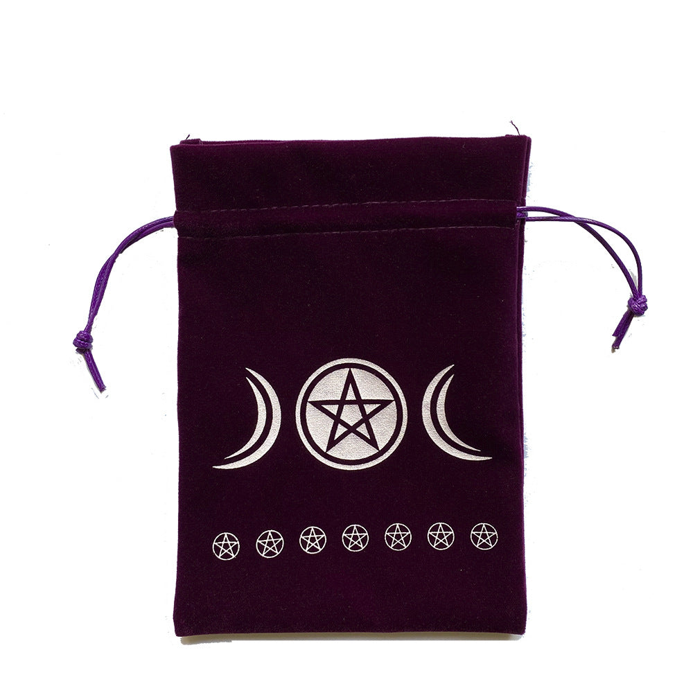 Triple Moon Pentacle Velvet Tarot Card and Crystal Storage Bag – Spiritual Pouch for Tarot Decks, Runes, and Sacred Items