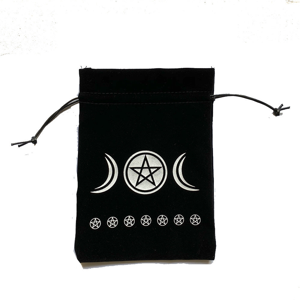 Triple Moon Pentacle Velvet Tarot Card and Crystal Storage Bag – Spiritual Pouch for Tarot Decks, Runes, and Sacred Items