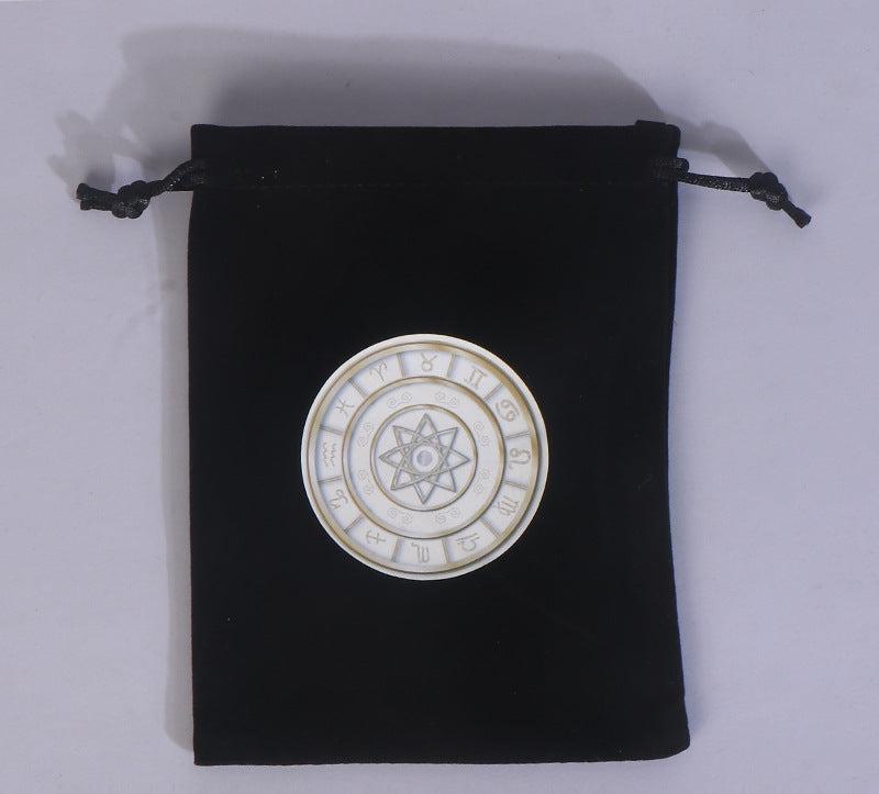 Mystic Velvet Tarot Card Pouch with Sacred Geometry Embroidery – Spiritual Drawstring Bag for Tarot Decks, Runes, and Crystals