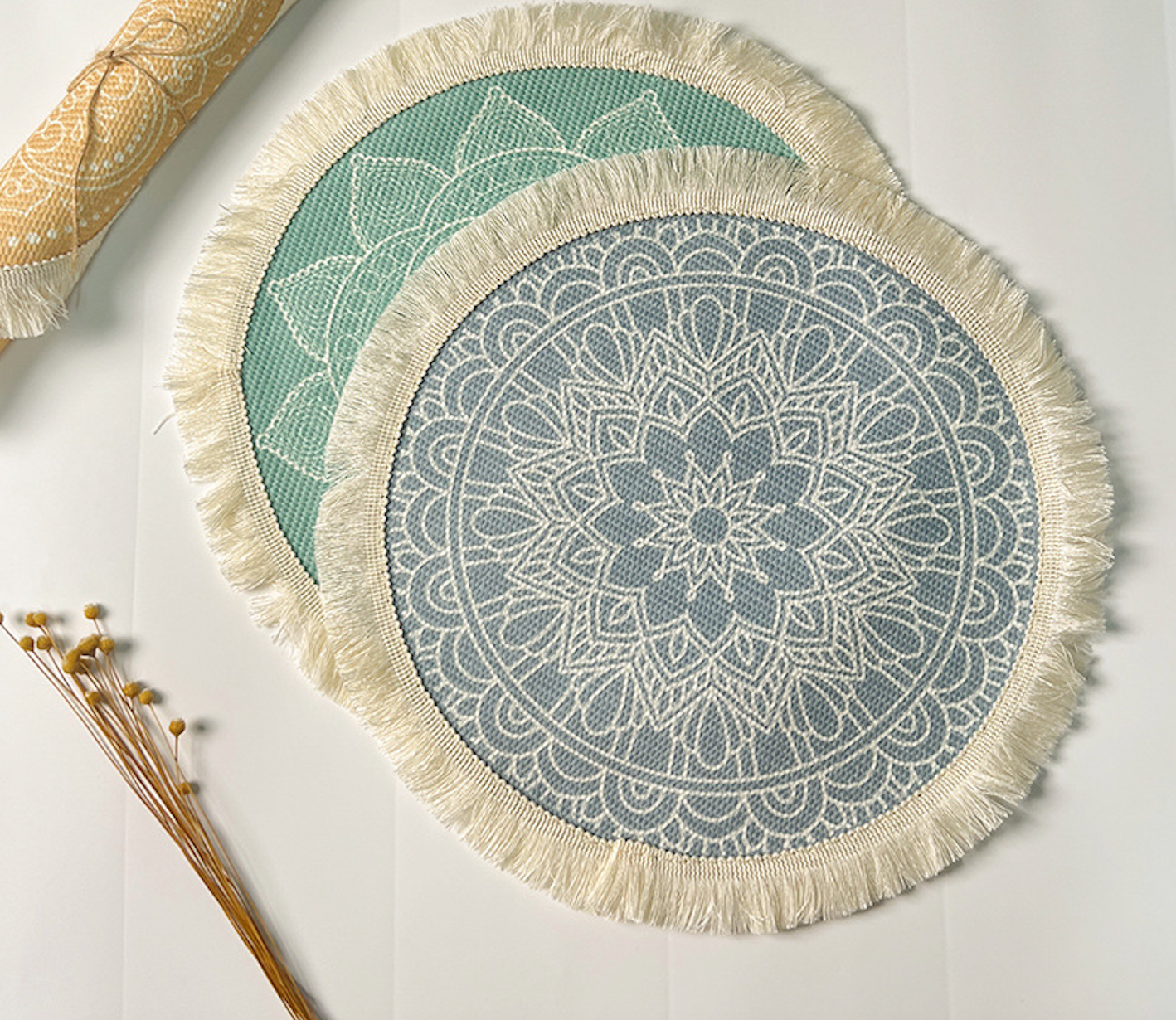 Ethereal Mandala Round Table Mat - Boho Spiritual Decor for Sacred Spaces