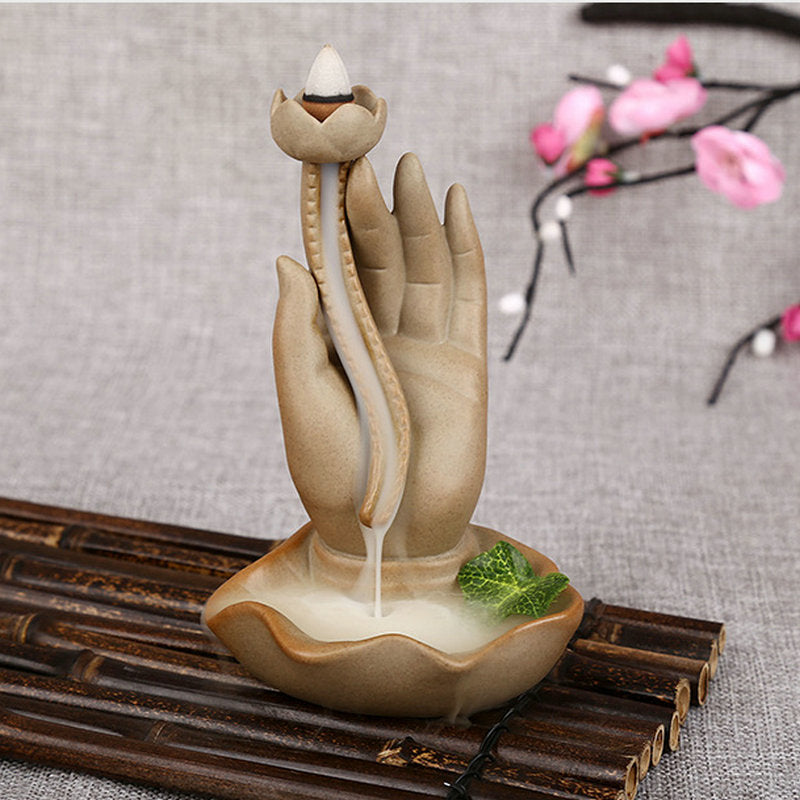 Graceful Handcrafted Lotus Hand Incense Burner for Spiritual Harmony