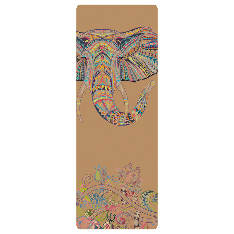 Mandala and Elephant Cork Yoga Mat – Artistic, Non-Slip Yoga and Meditation Mat