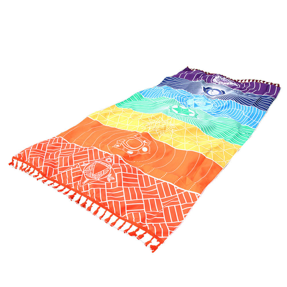 Chakra Alignment Meditation Mat - Rainbow Energy Yoga Rug for Spiritual Healing