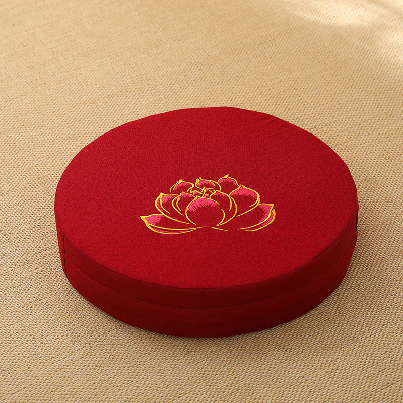 Lotus Serenity Round Meditation Cushion – Embroidered Comfort for Mindfulness and Yoga