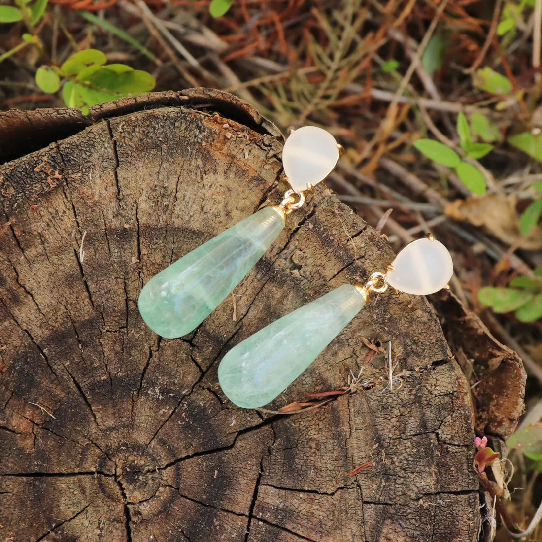 Fluorite Semiprecious Stone Earring