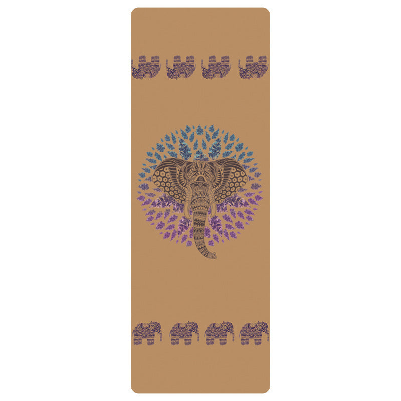 Mandala and Elephant Cork Yoga Mat – Artistic, Non-Slip Yoga and Meditation Mat