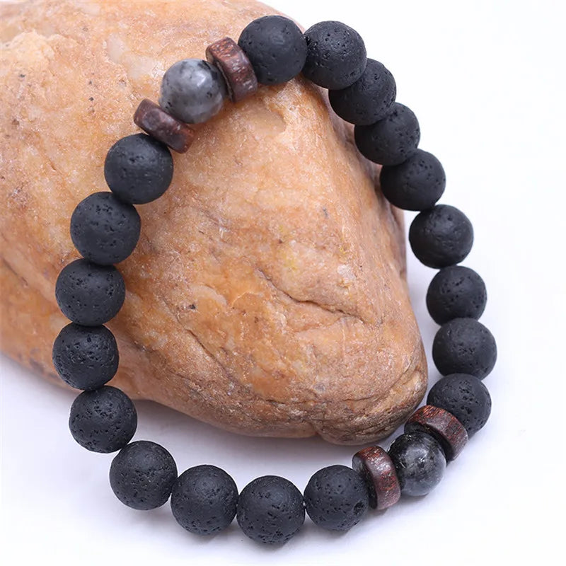 Lava Rock Stone Beads Bracelet