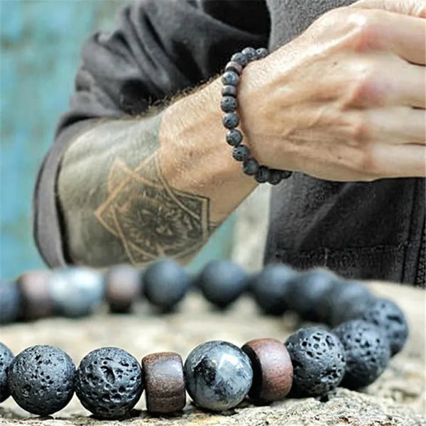 Lava Rock Stone Beads Bracelet