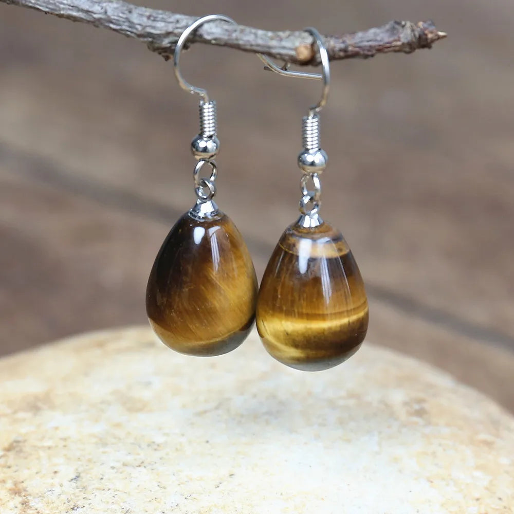 Natural tiger eye Stone Earrings