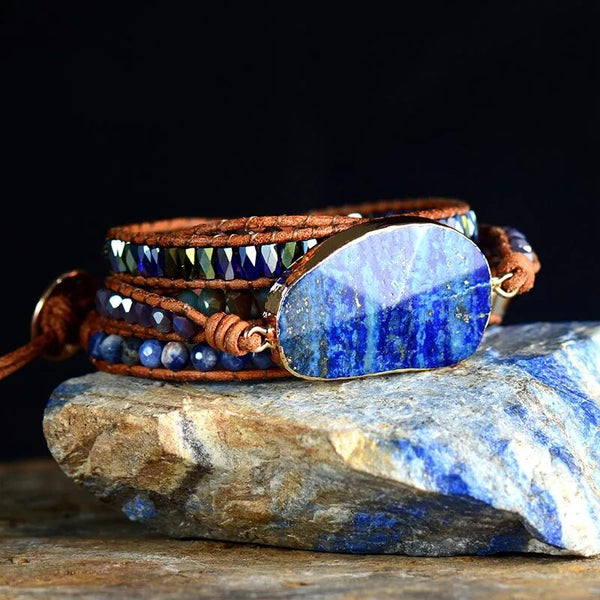 Leather stones bracelet