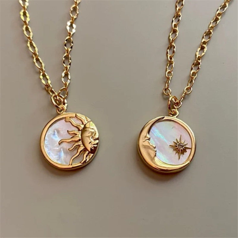 Celestial Sun and Moon Pendant Necklace for Spiritual Harmony and Cosmic Balance