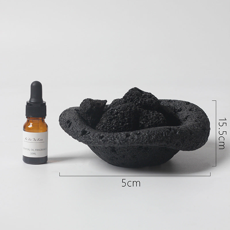 Black Lava Stone Aromatherapy Diffuser with Essential Oils for Spiritual Cleansing and Meditation