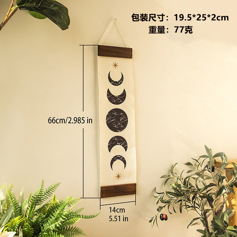 Moon Phases Canvas Wall Hanging - Boho Lunar Cycle Decor