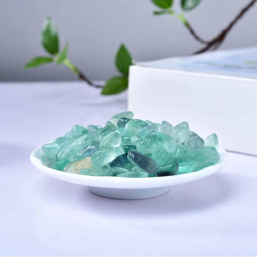 Natural Green Fluorite Tumbled Stones - Polished Healing Crystals for Focus, Clarity, and Spiritual Growth