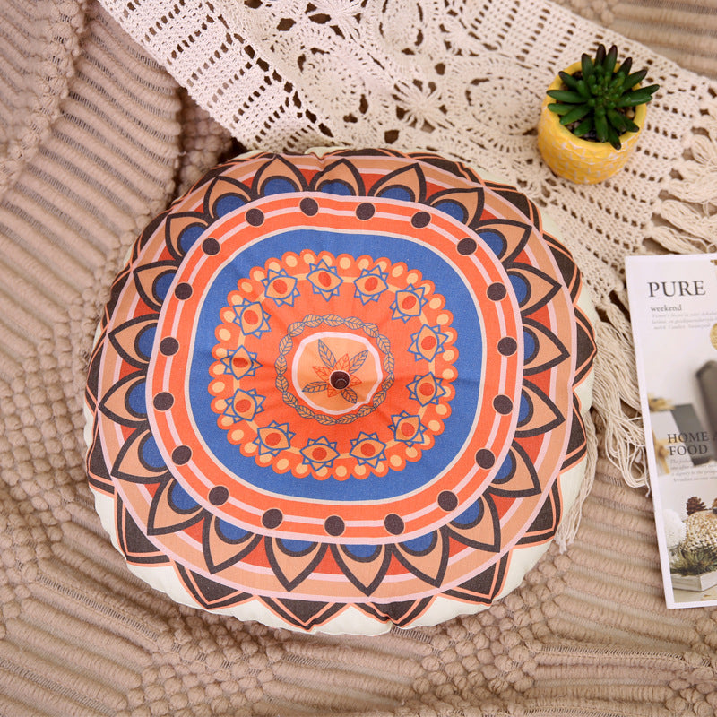 Mandala Meditation Floor Cushion with Intricate Ethnic Patterns