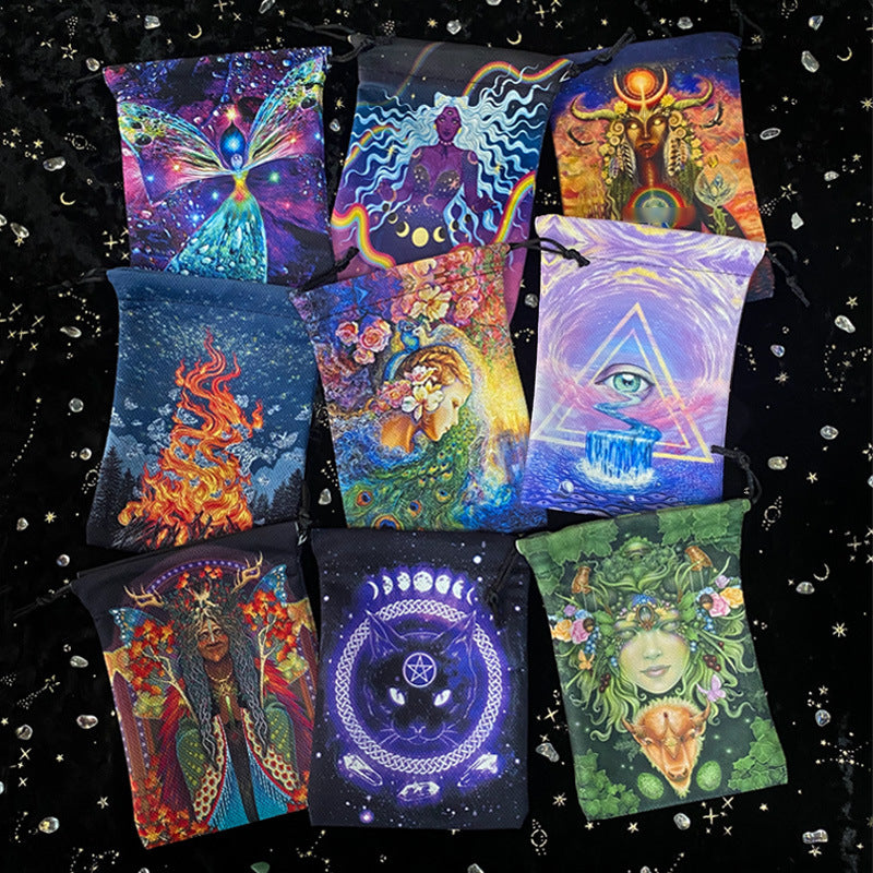 Vibrant Psychedelic Spiritual Pouches for Tarot Cards and Crystals - Sacred Art Designs for Enhanced Energy Storage