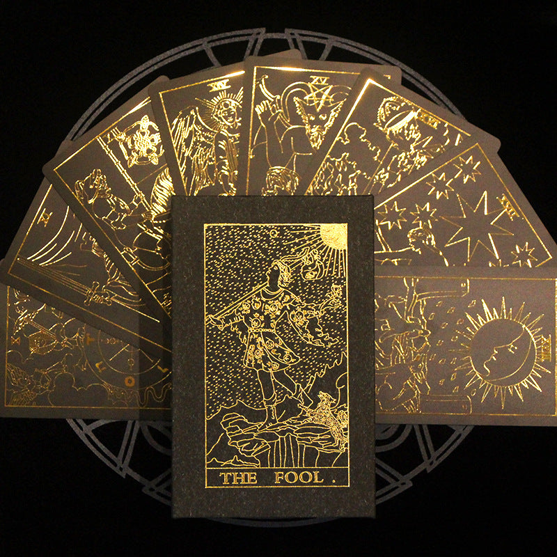 Premium Gold Foil Tarot Deck with Exquisite Storage Box for Mystical Divination - Classic 78-Card Set with Guidebook