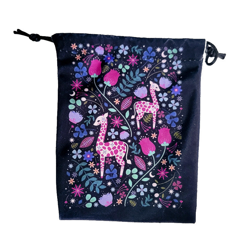 Mystical Moon & Nature Themed Velvet Drawstring Pouches for Tarot Cards and Spiritual Accessories