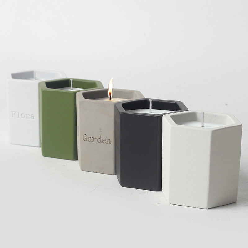 Hexagon Concrete Scented Candle Collection - Modern Minimalist Candles for Meditation, Relaxation, and Home Decor