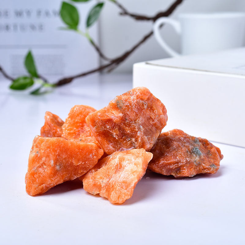 Rough Orange Calcite Healing Stones for Creativity and Positive Energy - Natural Raw Crystals for Spiritual Growth