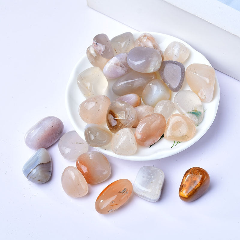 Natural Multi-Colored Agate Tumbled Stones - Polished Healing Crystals for Grounding, Emotional Healing, and Chakra Balancing