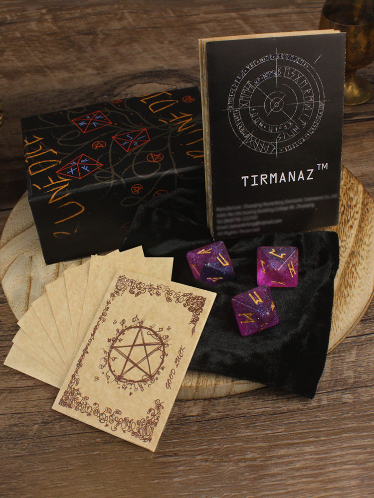 Mystical Rune Dice Divination Set with Guidebook and Velvet Pouch – Enhance Your Spiritual Practice and Fortune-Telling Skills