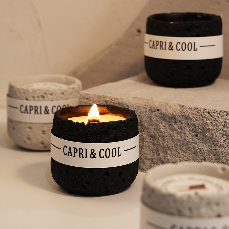 Capri & Cool Volcanic Stone Aromatherapy Candle for Spiritual Healing and Meditation