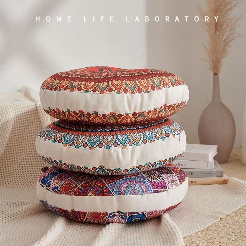 Mandala Meditation Floor Cushion with Intricate Ethnic Patterns