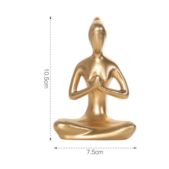 Elegant Gold Meditation Yoga Figurines Set - Spiritual Zen Decor for Mindful Living