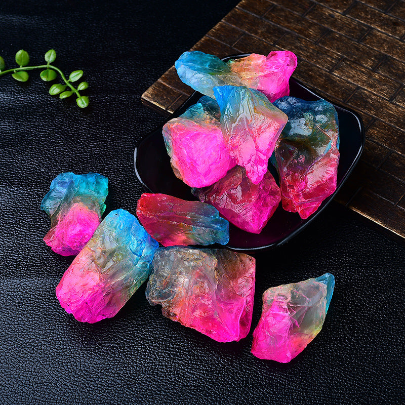 Multi-Colored Aura Quartz Raw Crystals for Spiritual Healing and Energy Enhancement