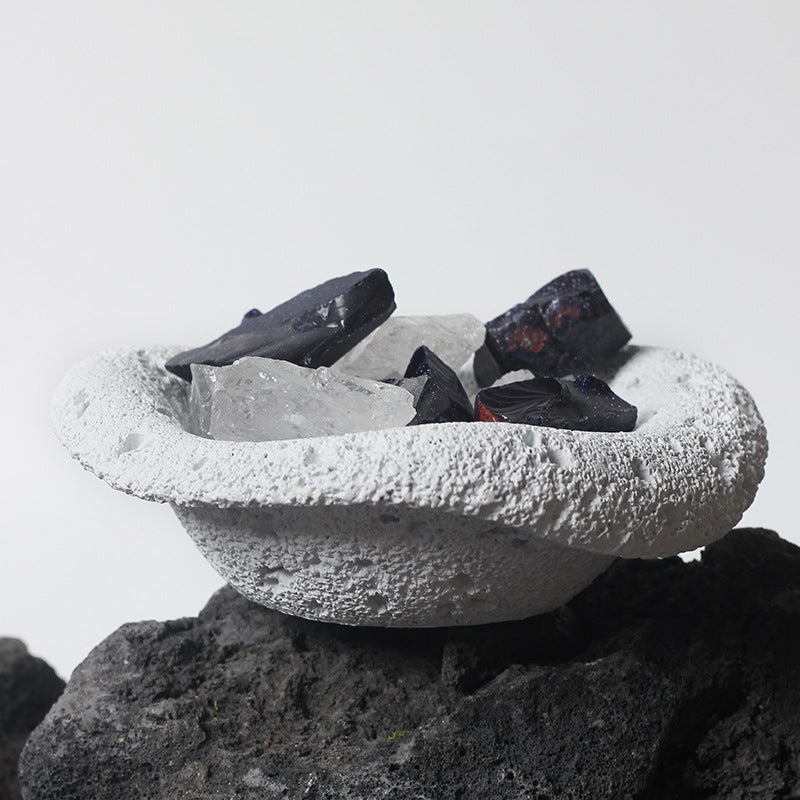 Earthy Textured Lava Stone Bowl Candle Holder for Spiritual Cleansing and Meditation