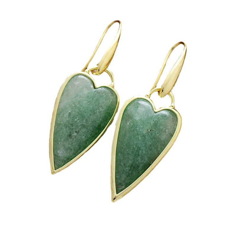 Heart-Shaped Gemstone Earrings with Gold Accents for Spiritual Love and Energy Balance