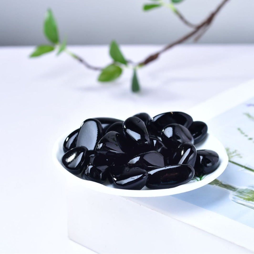 Polished Black Onyx Tumbled Stones for Spiritual Protection and Grounding Energy