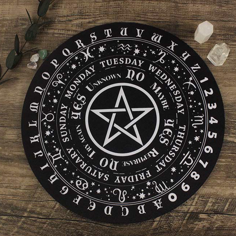 Mystical Divination Pendulum Cloth with Pentacle Design for Spiritual Guidance and Tarot Reading