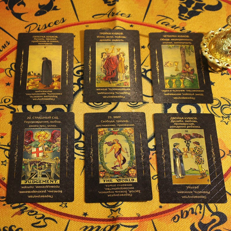 Luxurious Gold Foil Tarot Deck with Astrological Motifs for Spiritual Guidance and Divination