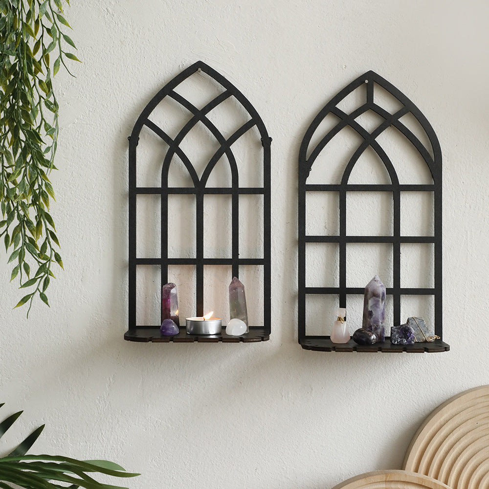 Gothic Cathedral Window Wall Shelf - Spiritual Altar Decor