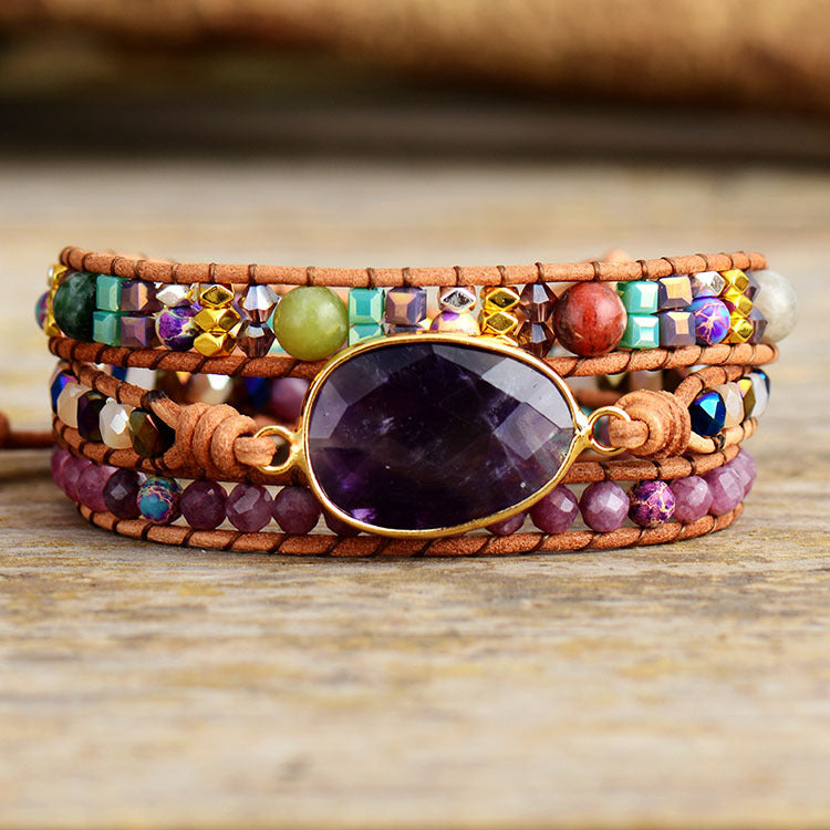 Amethyst Harmony Wrap Bracelet