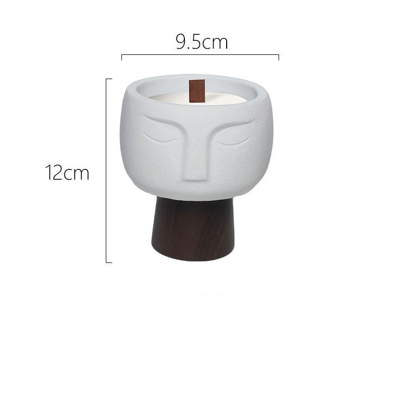 Zen Face Ceramic Candle with Wooden Wick for Meditation and Spiritual Relaxation