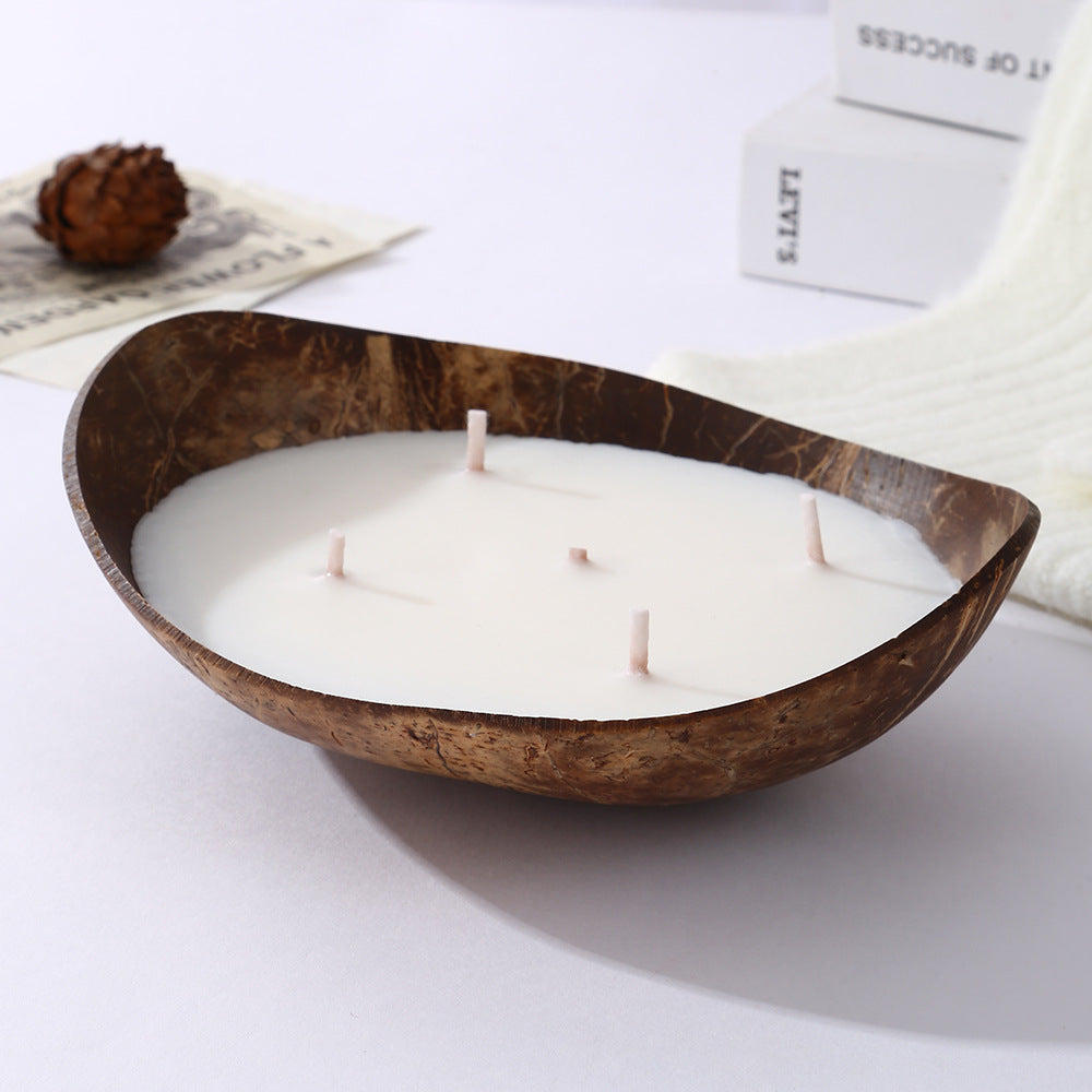 Coconut Shell Scented Candle Bowl - Eco-Friendly Natural Soy Wax Candle for Spiritual Healing and Meditation