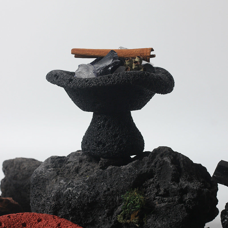 Earthy Textured Lava Stone Bowl Candle Holder for Spiritual Cleansing and Meditation