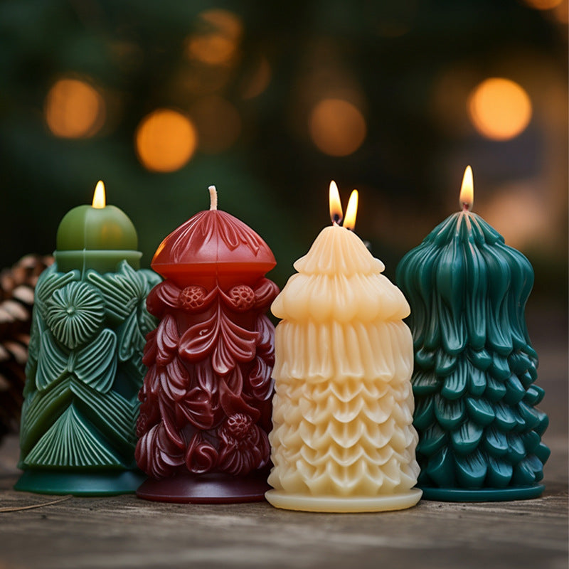 Artisan Sculpted Pillar Candles with Intricate Designs - Decorative Holiday Candles for Spiritual Ambiance and Home Décor