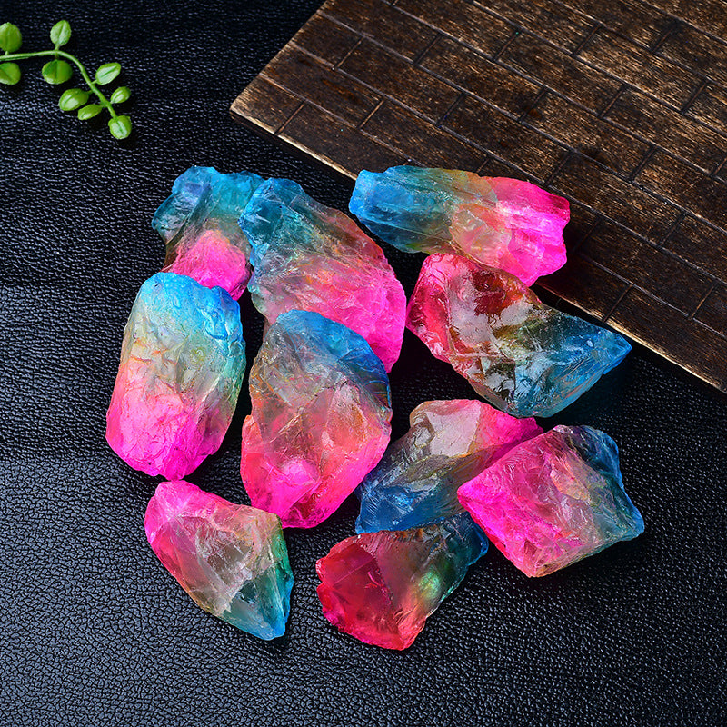 Multi-Colored Aura Quartz Raw Crystals for Spiritual Healing and Energy Enhancement