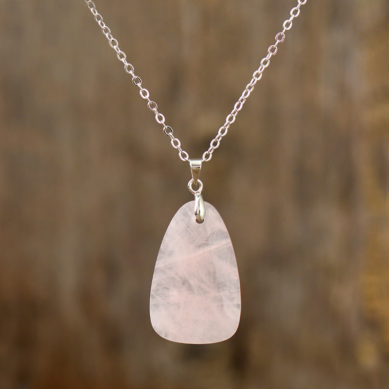 Natural Rose Quartz and Amazonite Pendant Necklace for Healing and Spiritual Energy Balance